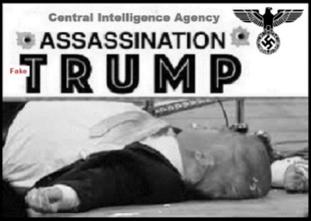 Trump Nazi assassination FAKE RED BW 600