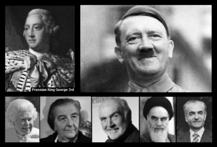 KIng George Hitler Queen Meir Connery Ayatollah Shah
