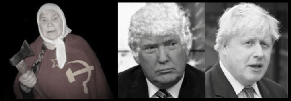 Russian woman Faux Trump Hair Johnson GOOD BLANK